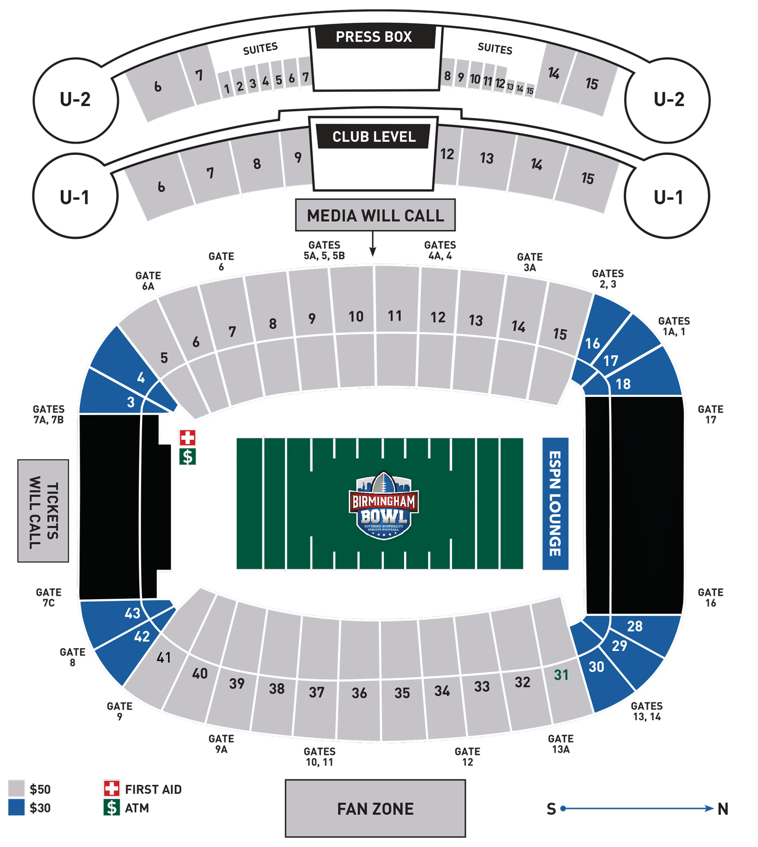 Bowl seating map